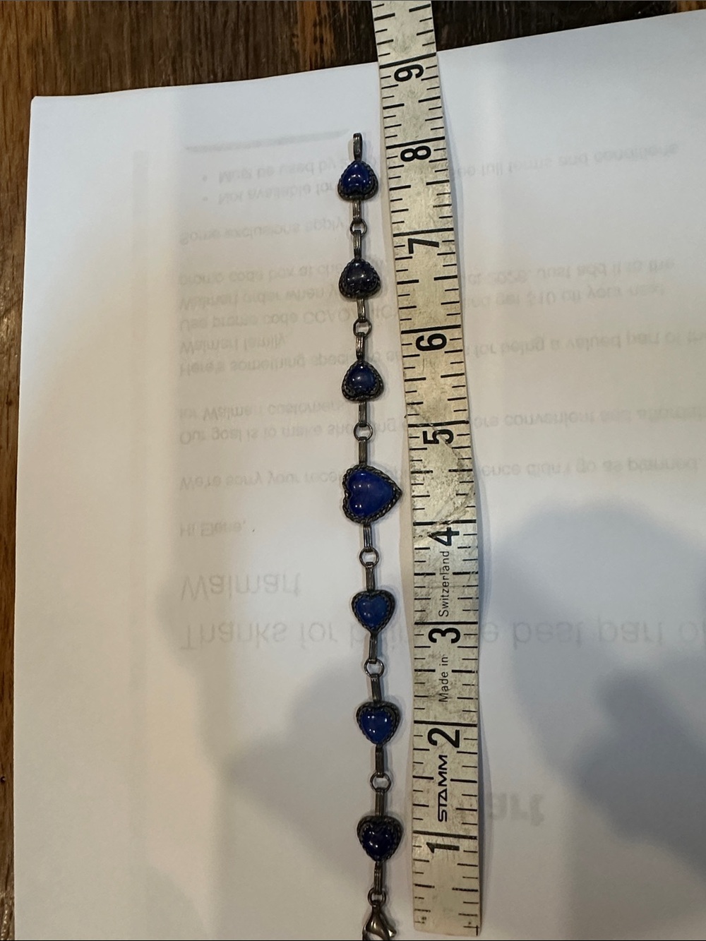 Sundance Catalog Lapis and Sterling Heart Link Bracelet